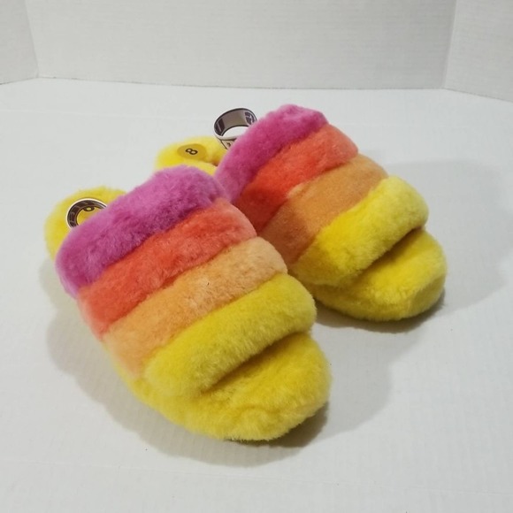 UGG Fluff Yeah Slide Slipper Yellow Sz 8 - Picture 2 of 4